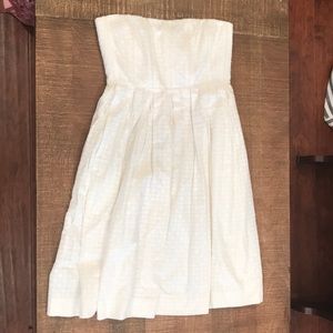 White pleated tube midi dress